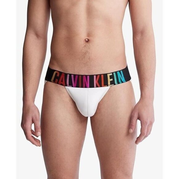 Calvin Klein Men's Pride Intense Power Microfiber White Jock Strap Rainbow XXL - Picture 2 of 6